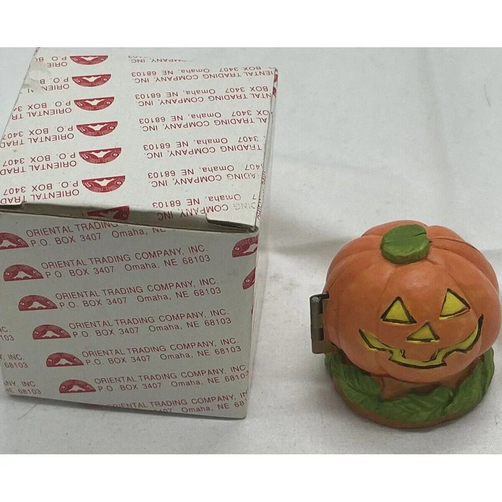 Vintage Oriental Trading Halloween Jack O Latern Ceramic Decoration 2” RARE